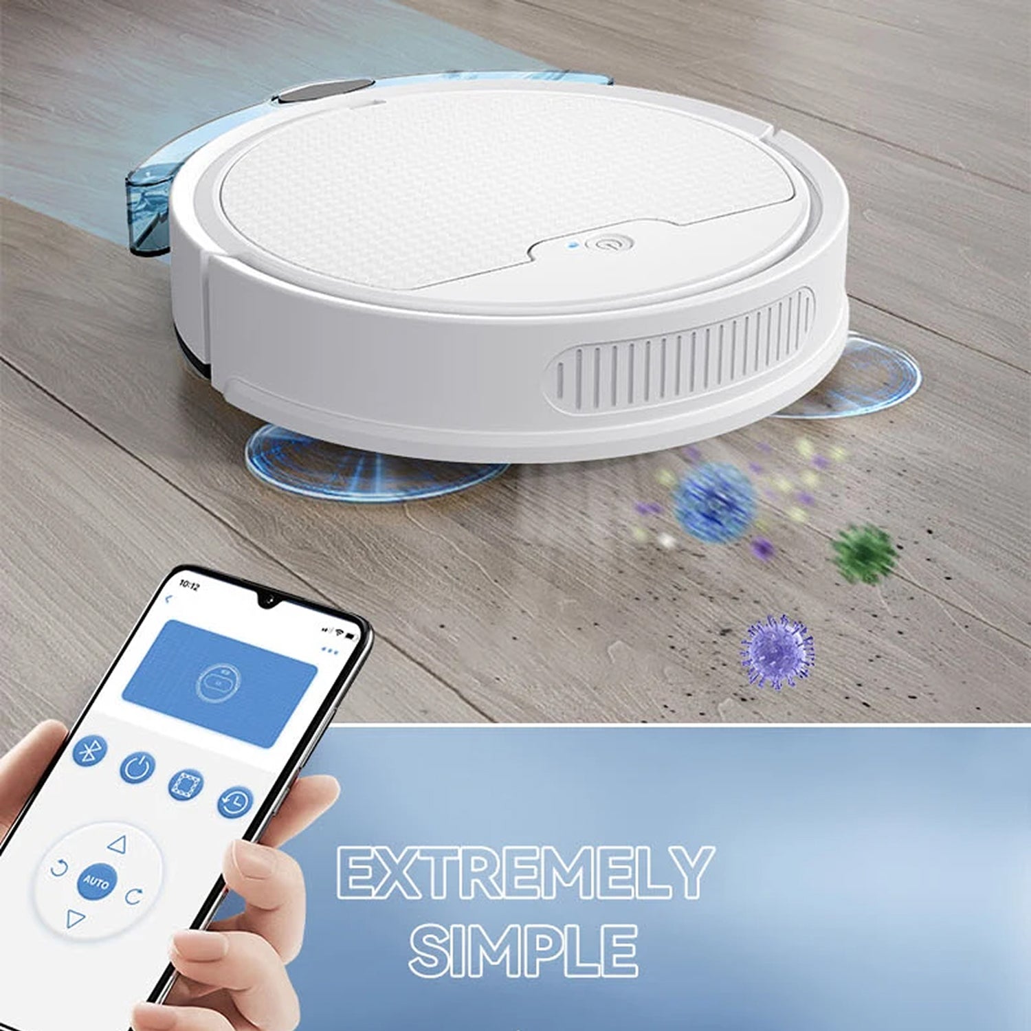 ScrubBoto 3-in-1 Smart Robot Vacuum and Mop with 2000Pa Suction, 6.8cm Ultra-Slim Profile and Bluetooth App Control