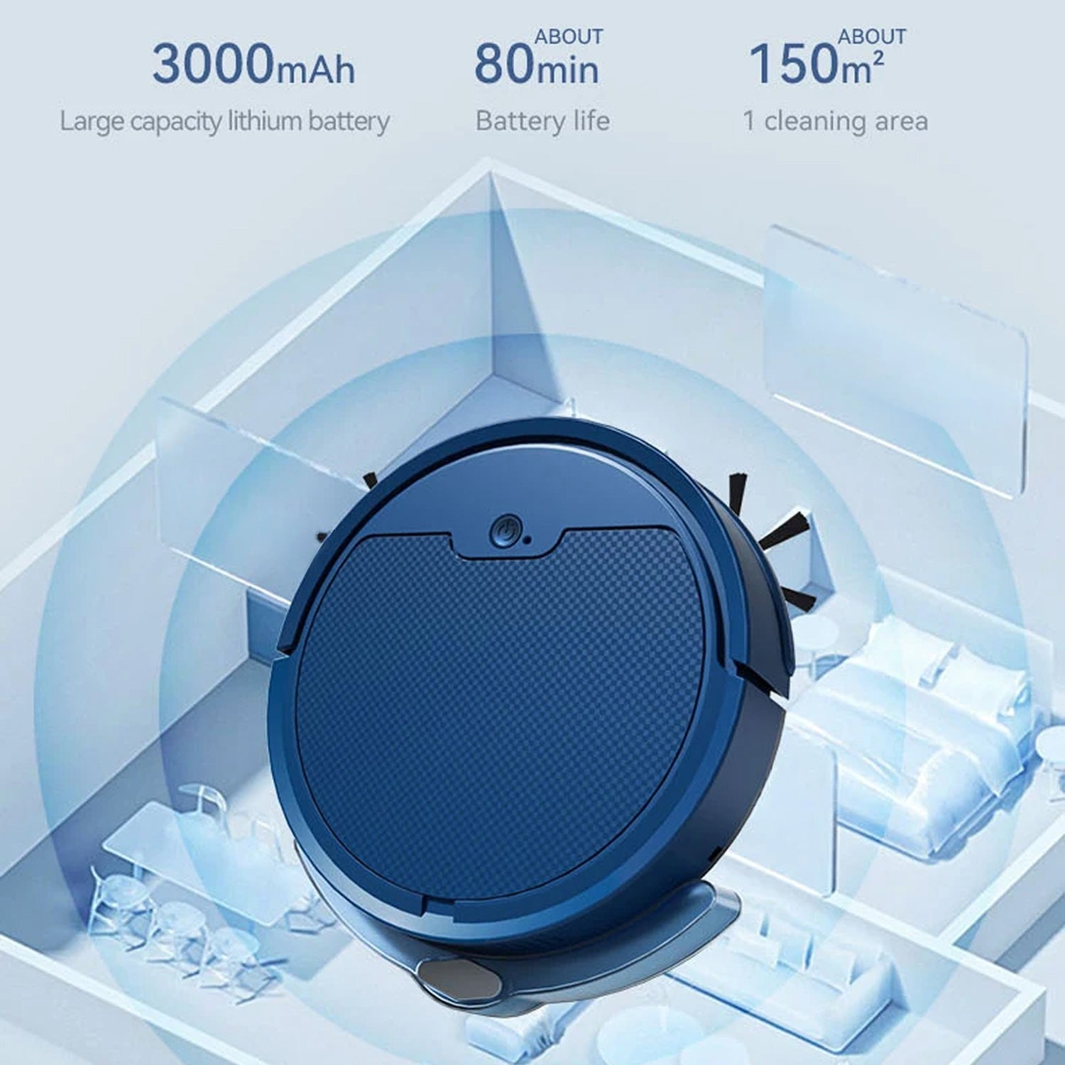 ScrubBoto 3-in-1 Smart Robot Vacuum and Mop with 2000Pa Suction, 6.8cm Ultra-Slim Profile and Bluetooth App Control