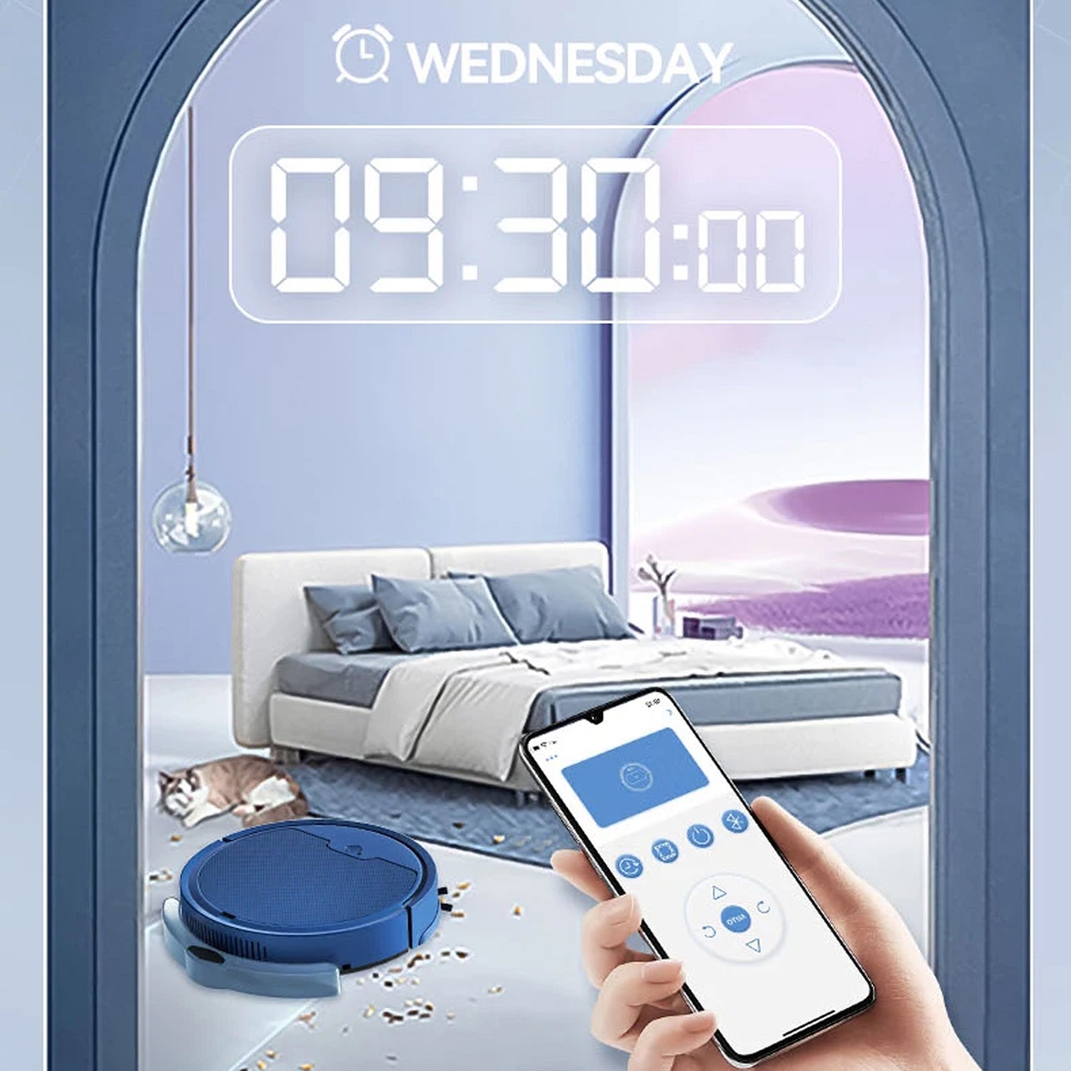 ScrubBoto 3-in-1 Smart Robot Vacuum and Mop with 2000Pa Suction, 6.8cm Ultra-Slim Profile and Bluetooth App Control