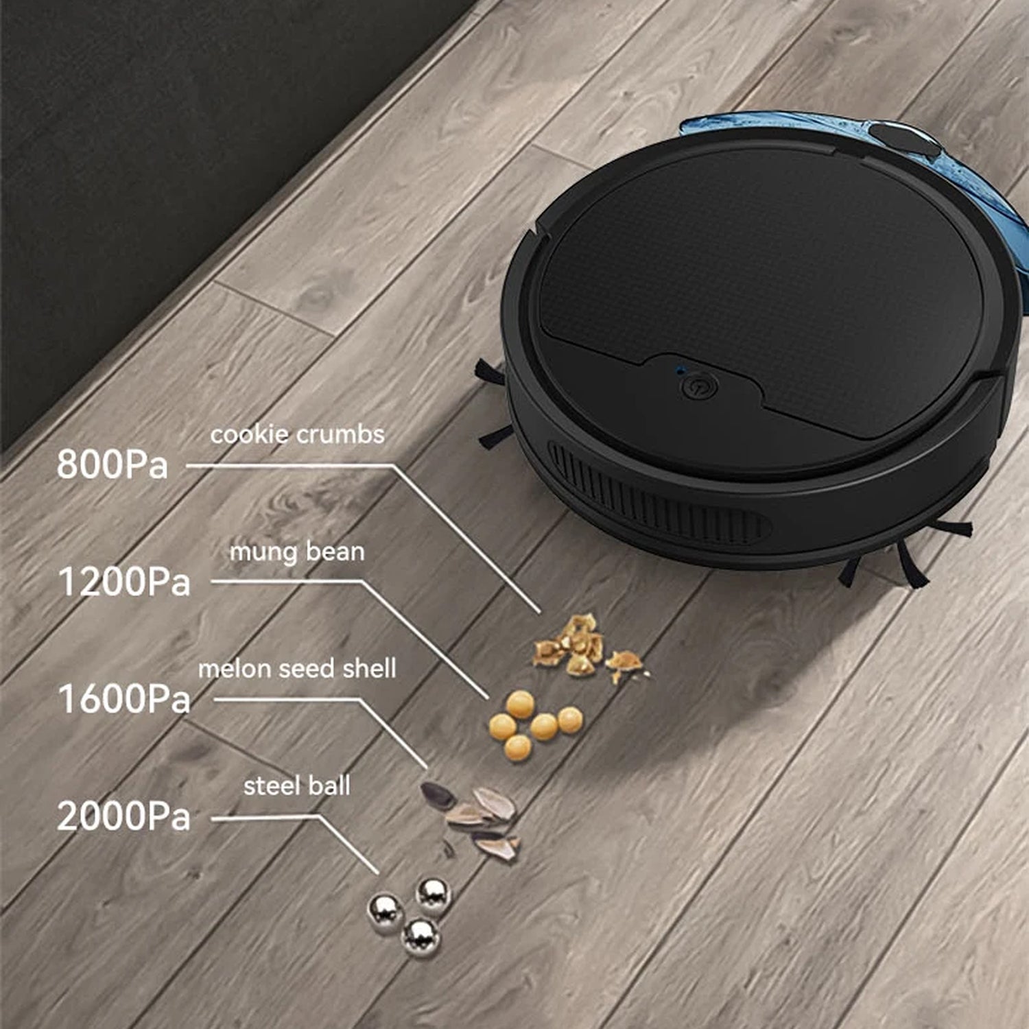 ScrubBoto 3-in-1 Smart Robot Vacuum and Mop with 2000Pa Suction, 6.8cm Ultra-Slim Profile and Bluetooth App Control
