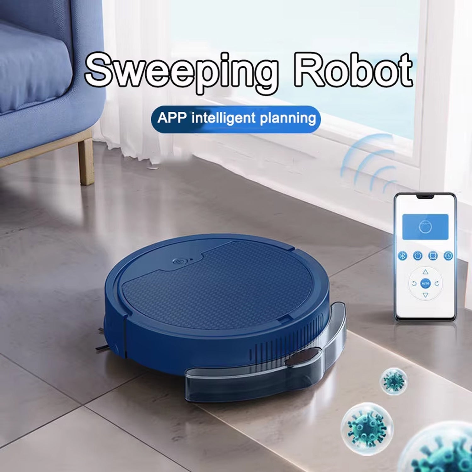 ScrubBoto 3-in-1 Smart Robot Vacuum and Mop with 2000Pa Suction, 6.8cm Ultra-Slim Profile and Bluetooth App Control