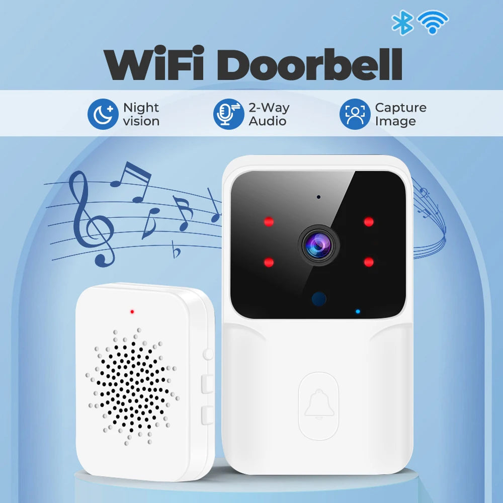 DoxCemiz 2K Video Doorbell Wireless No Monthly Fee Night Vision & Indoor Chime