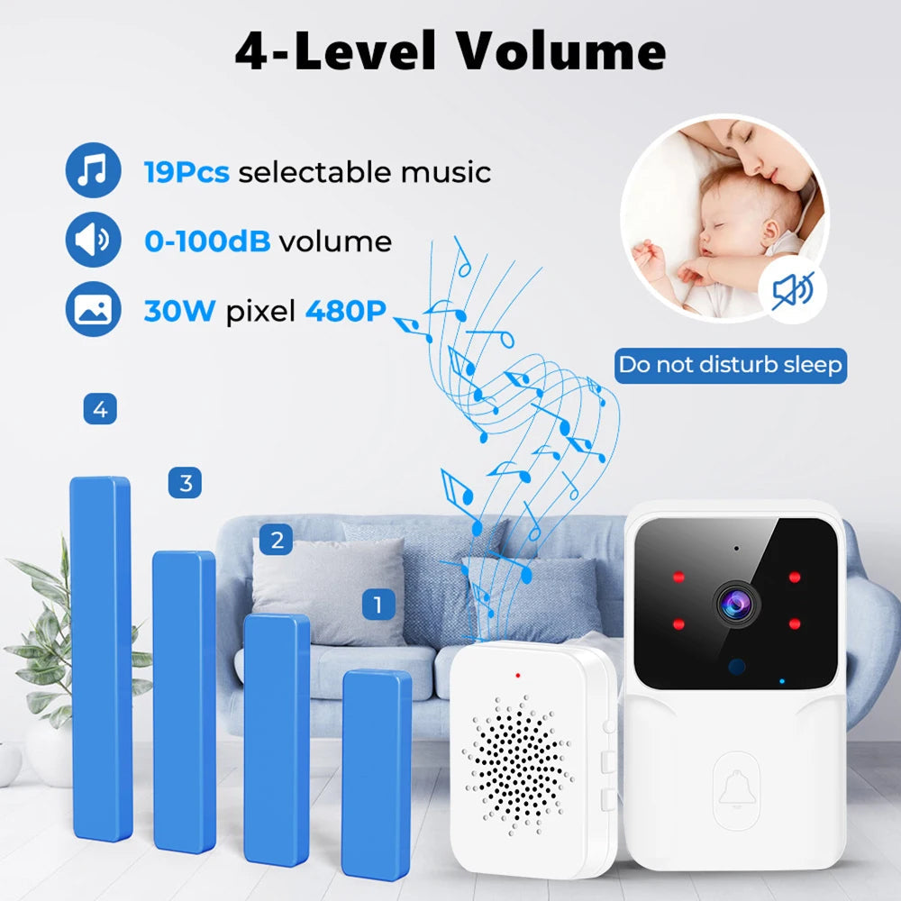 DoxCemiz 2K Video Doorbell Wireless No Monthly Fee Night Vision & Indoor Chime