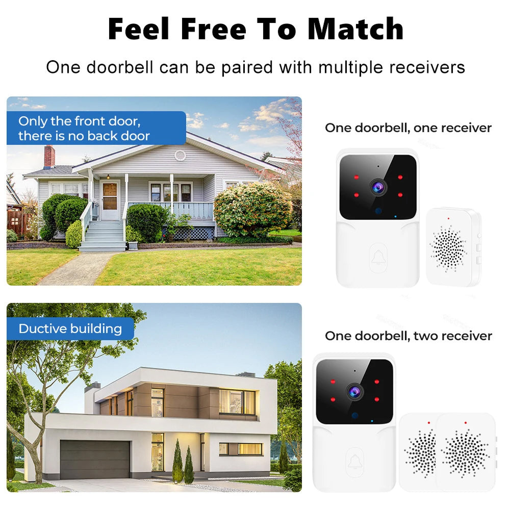 DoxCemiz 2K Video Doorbell Wireless No Monthly Fee Night Vision & Indoor Chime