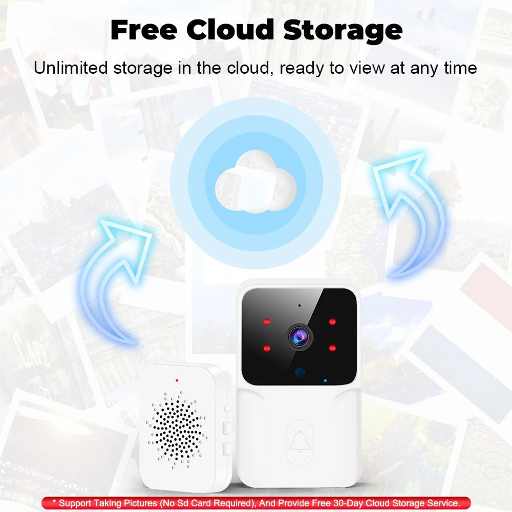 DoxCemiz 2K Video Doorbell Wireless No Monthly Fee Night Vision & Indoor Chime