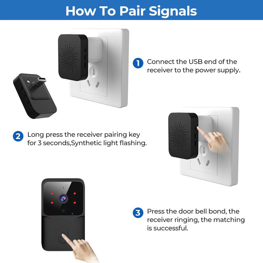 DoxCemiz 2K Video Doorbell Wireless No Monthly Fee Night Vision & Indoor Chime