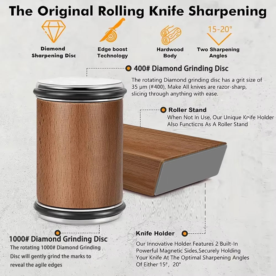 ShordiCut Rolling Knife Sharpener with Magnetic Angle Guide