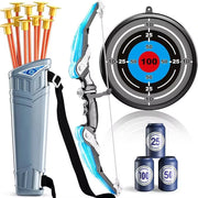 ShotExci LED Light-Up Kids Archery Set with 10 Suction Cup Arrows, Professional Scoring Target, Quiver and Target Cans