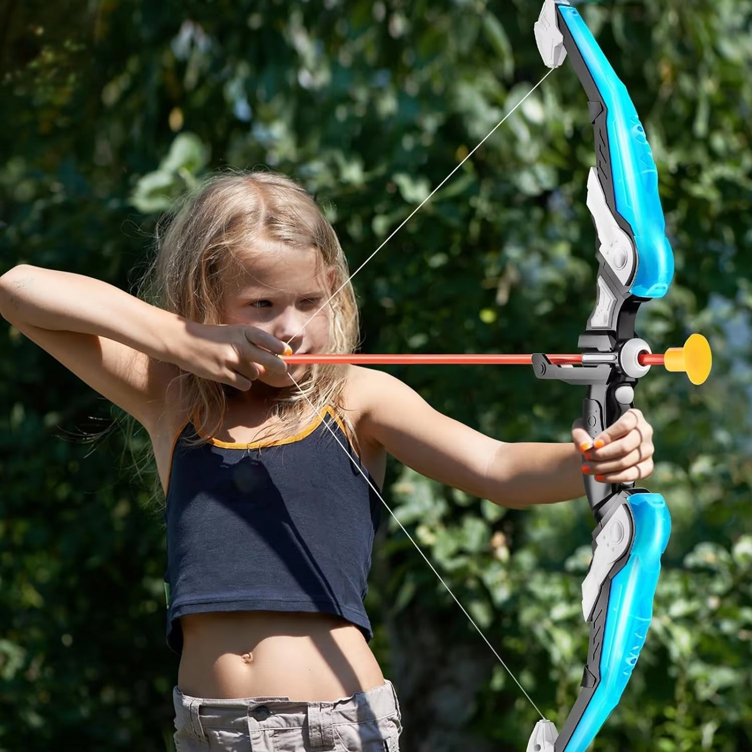 ShotExci LED Light-Up Kids Archery Set with 10 Suction Cup Arrows, Professional Scoring Target, Quiver and Target Cans