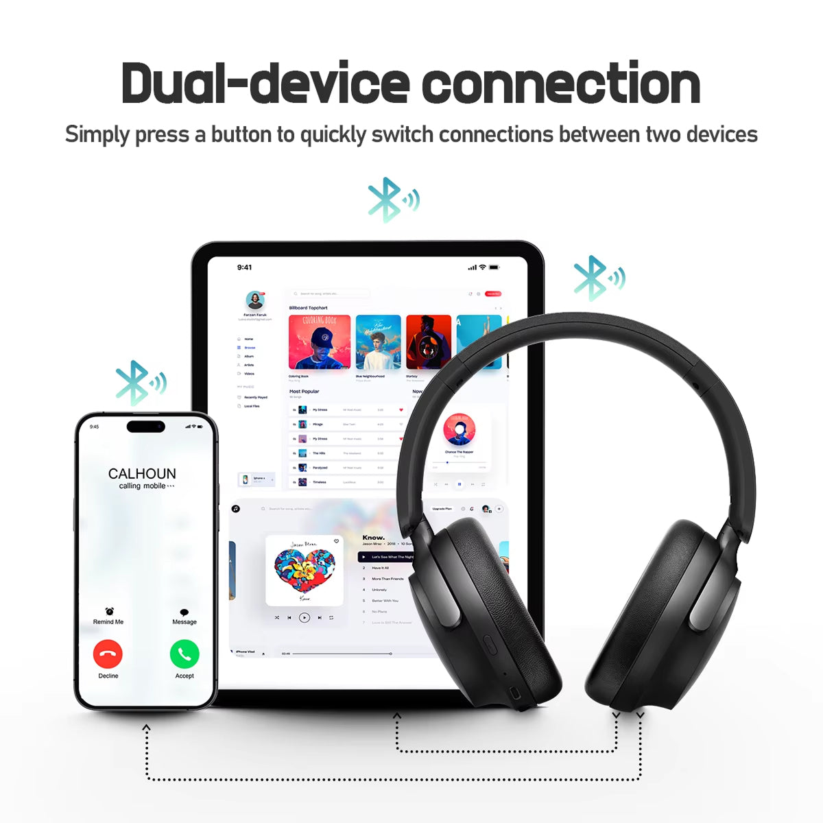 SilentBeat Noise Cancelling Headphones with 90-Hour Battery