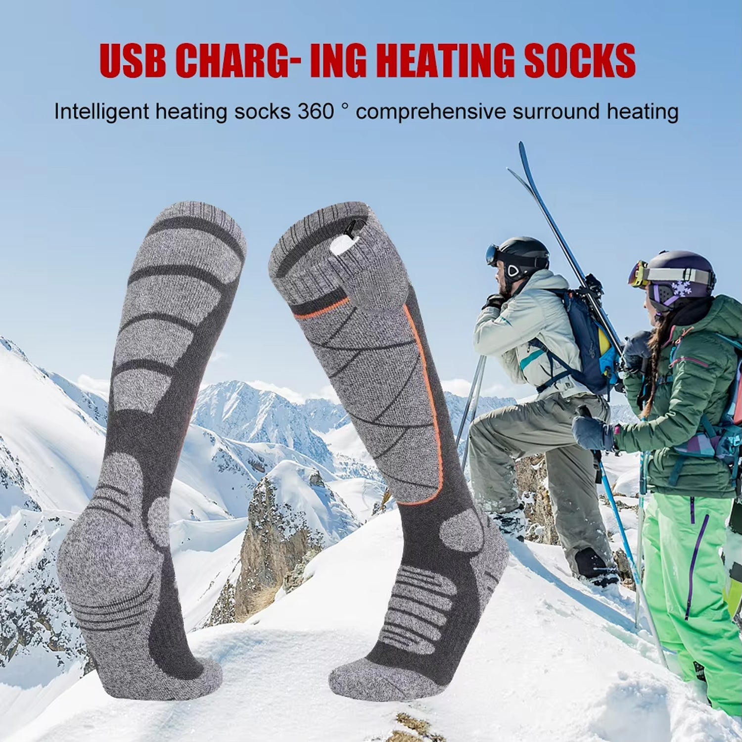 SkiHeati Electric Heated Ski Socks for Winter Sports & Hiking