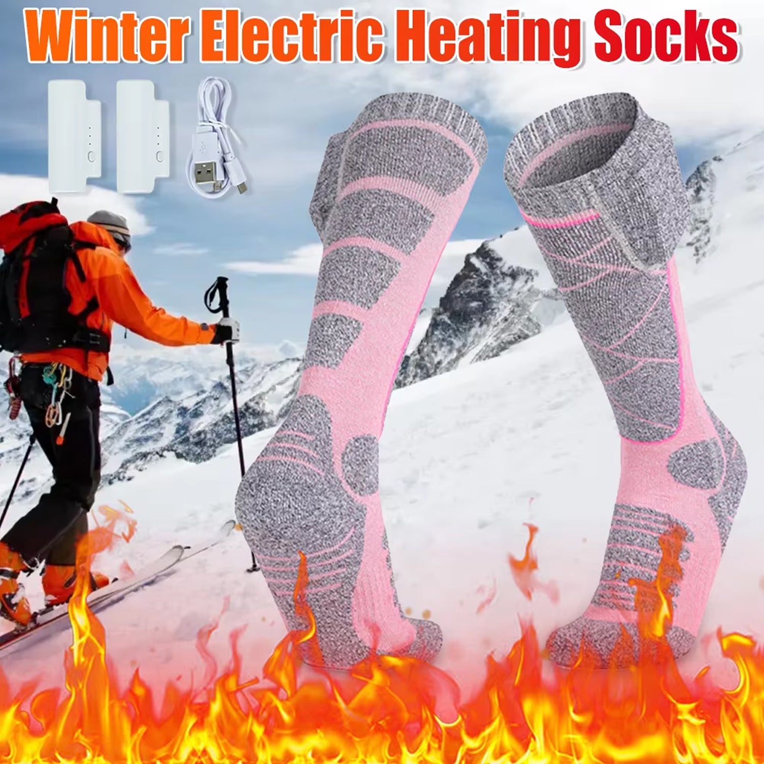 SkiHeati Electric Heated Ski Socks for Winter Sports & Hiking