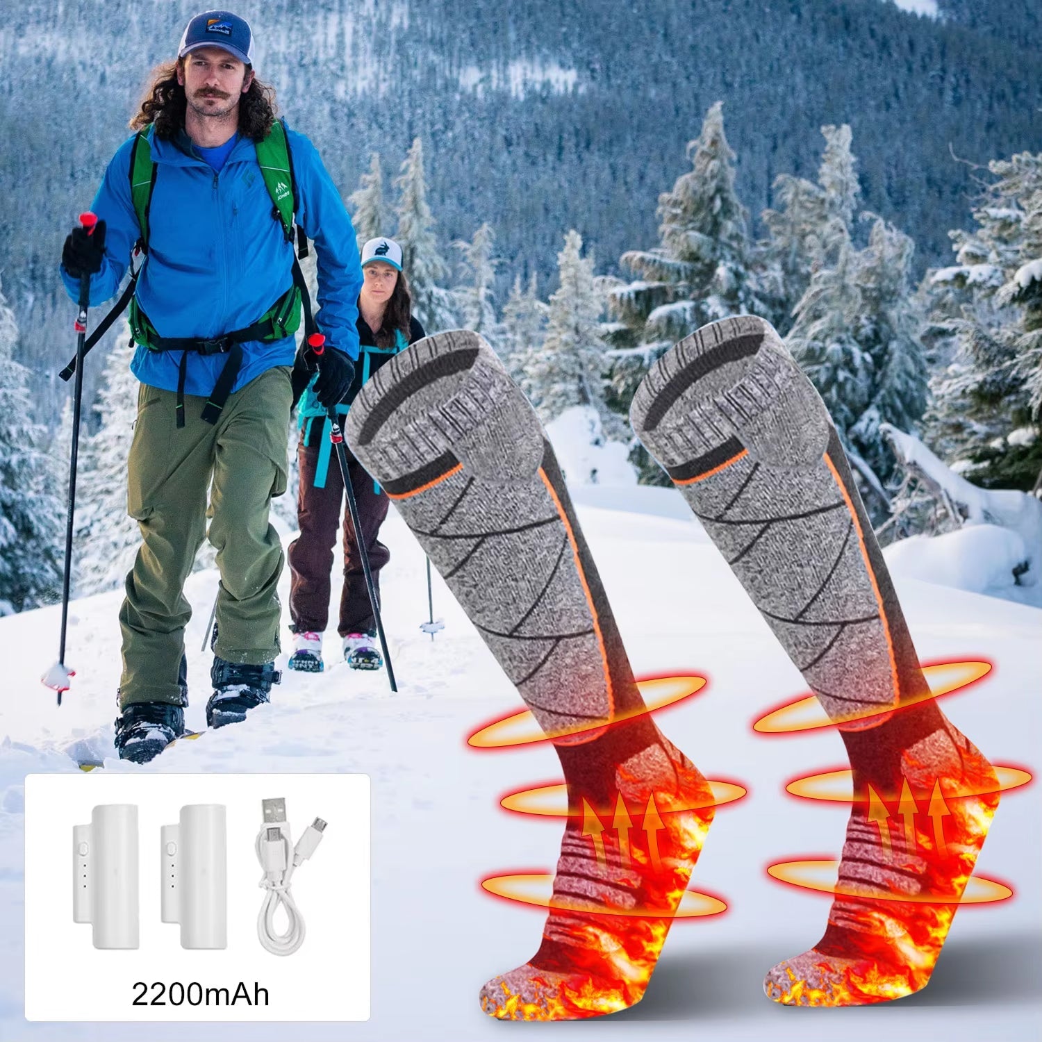 SkiHeati Electric Heated Ski Socks for Winter Sports & Hiking