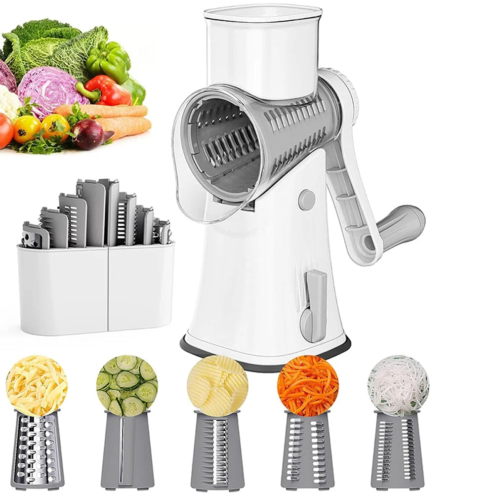 SliceMavi 5-in-1 Rotary Mandoline Slicer with Suction Base