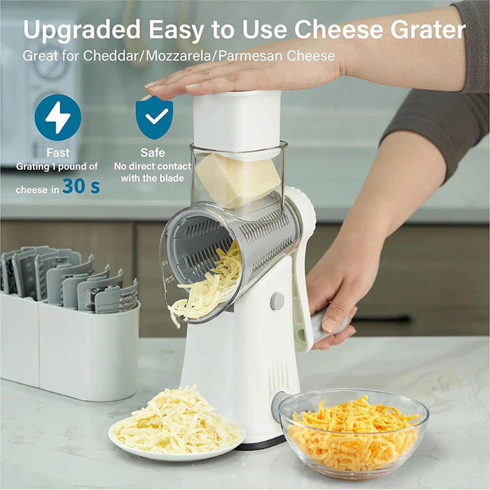 SliceMavi 5-in-1 Rotary Mandoline Slicer with Suction Base