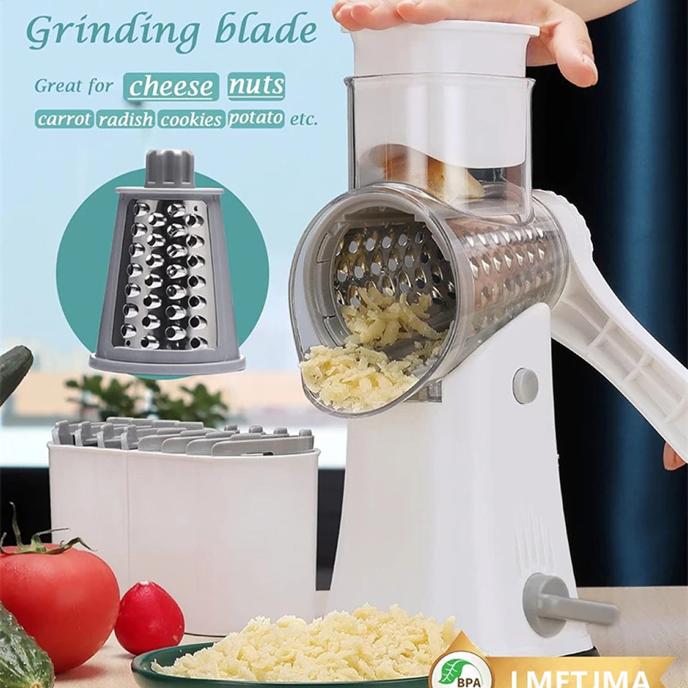 SliceMavi 5-in-1 Rotary Mandoline Slicer with Suction Base