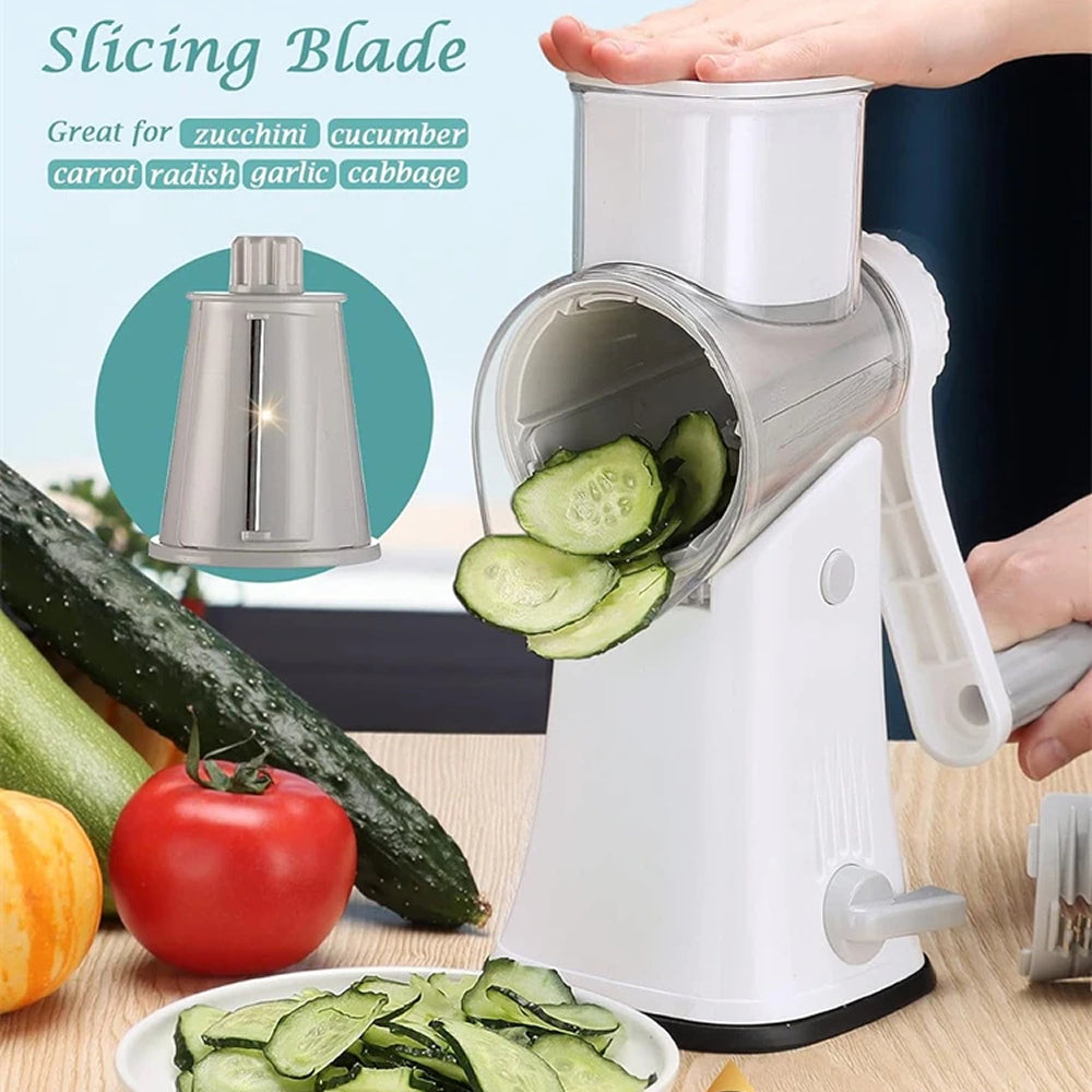 SliceMavi 5-in-1 Rotary Mandoline Slicer with Suction Base