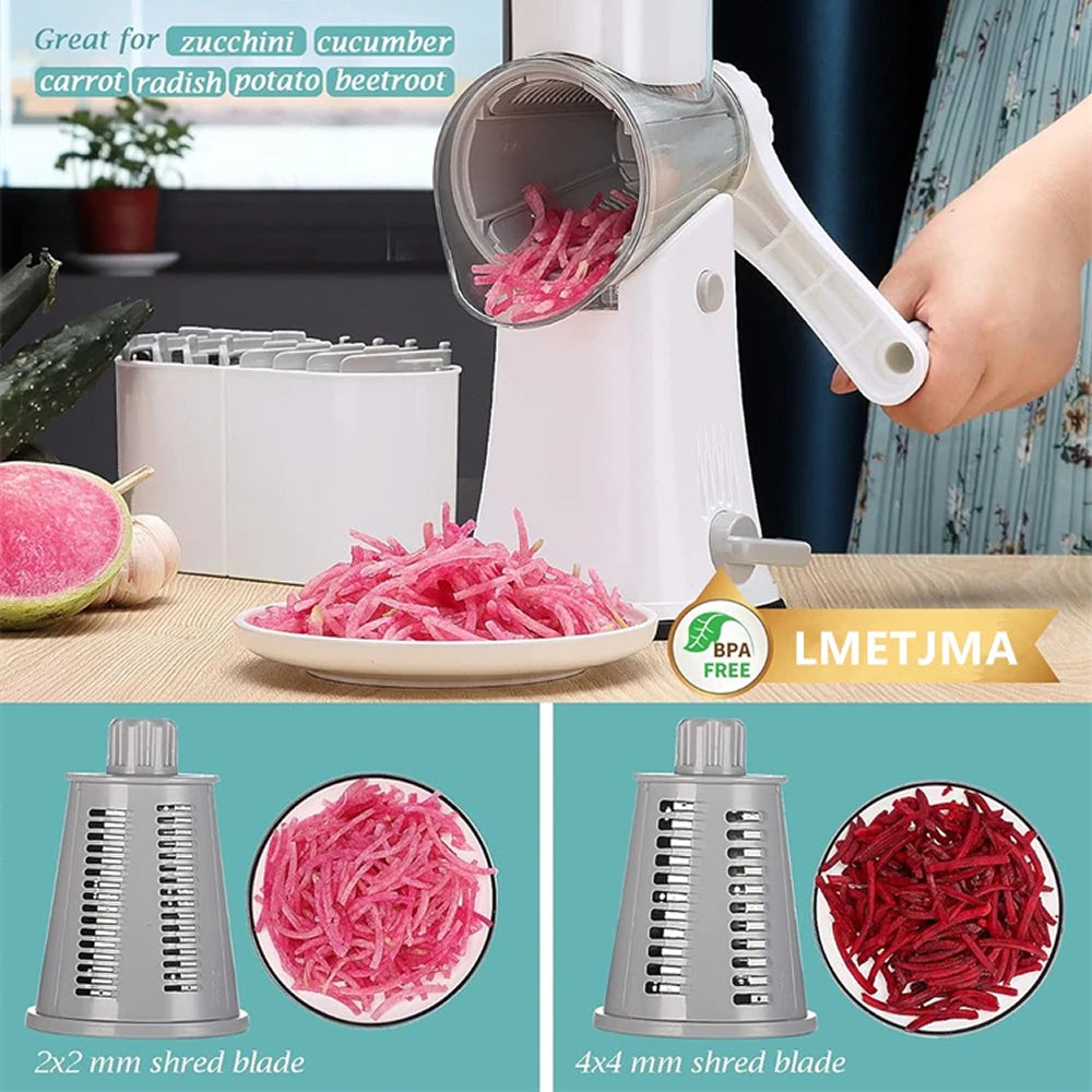 SliceMavi 5-in-1 Rotary Mandoline Slicer with Suction Base