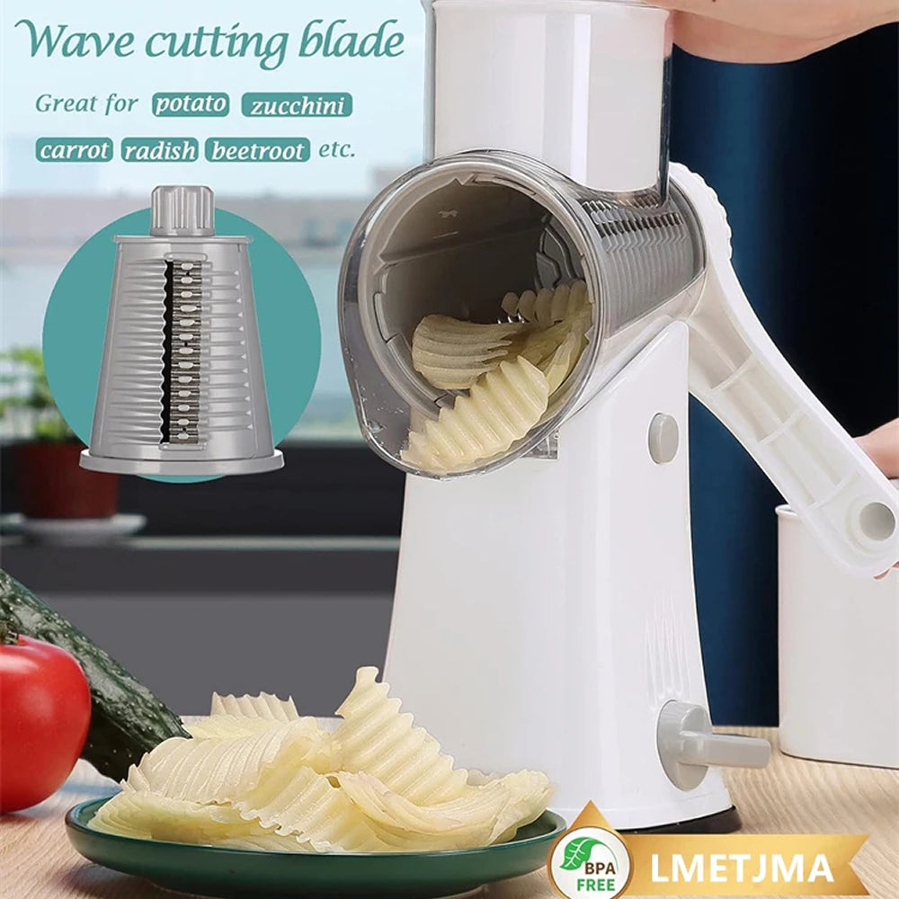 SliceMavi 5-in-1 Rotary Mandoline Slicer with Suction Base