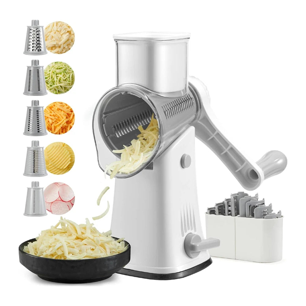 SliceMavi 5-in-1 Rotary Mandoline Slicer with Suction Base