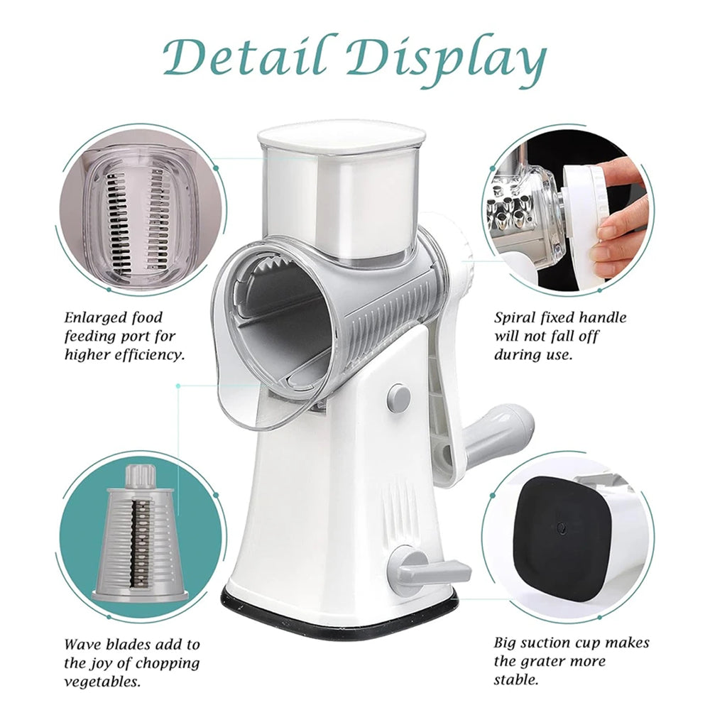 SliceMavi 5-in-1 Rotary Mandoline Slicer with Suction Base