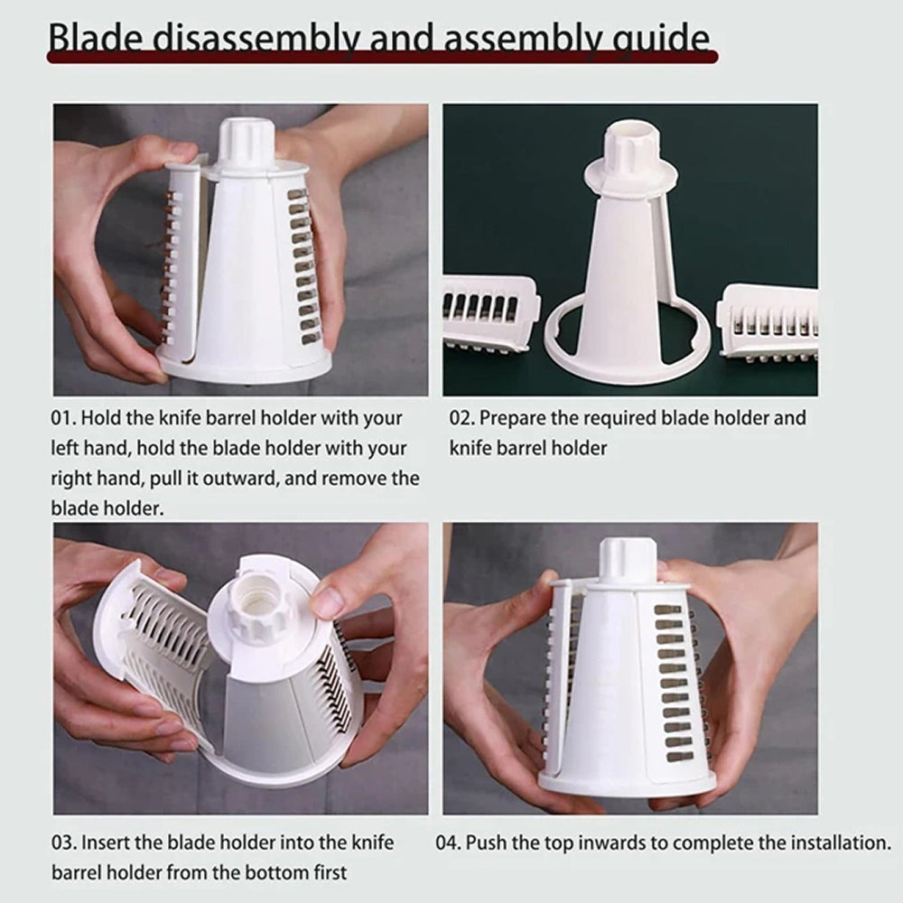 SliceMavi 5-in-1 Rotary Mandoline Slicer with Suction Base