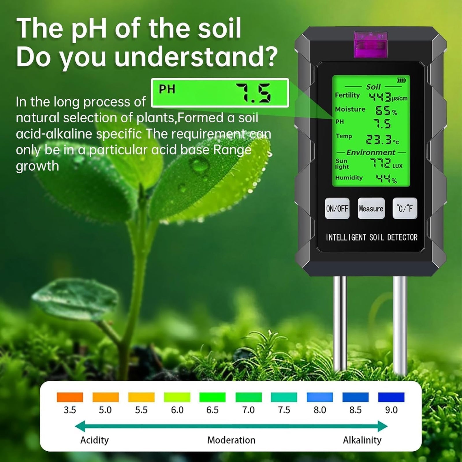SoilWakix 6-in-1 Digital Soil PH Tester for Gardeners