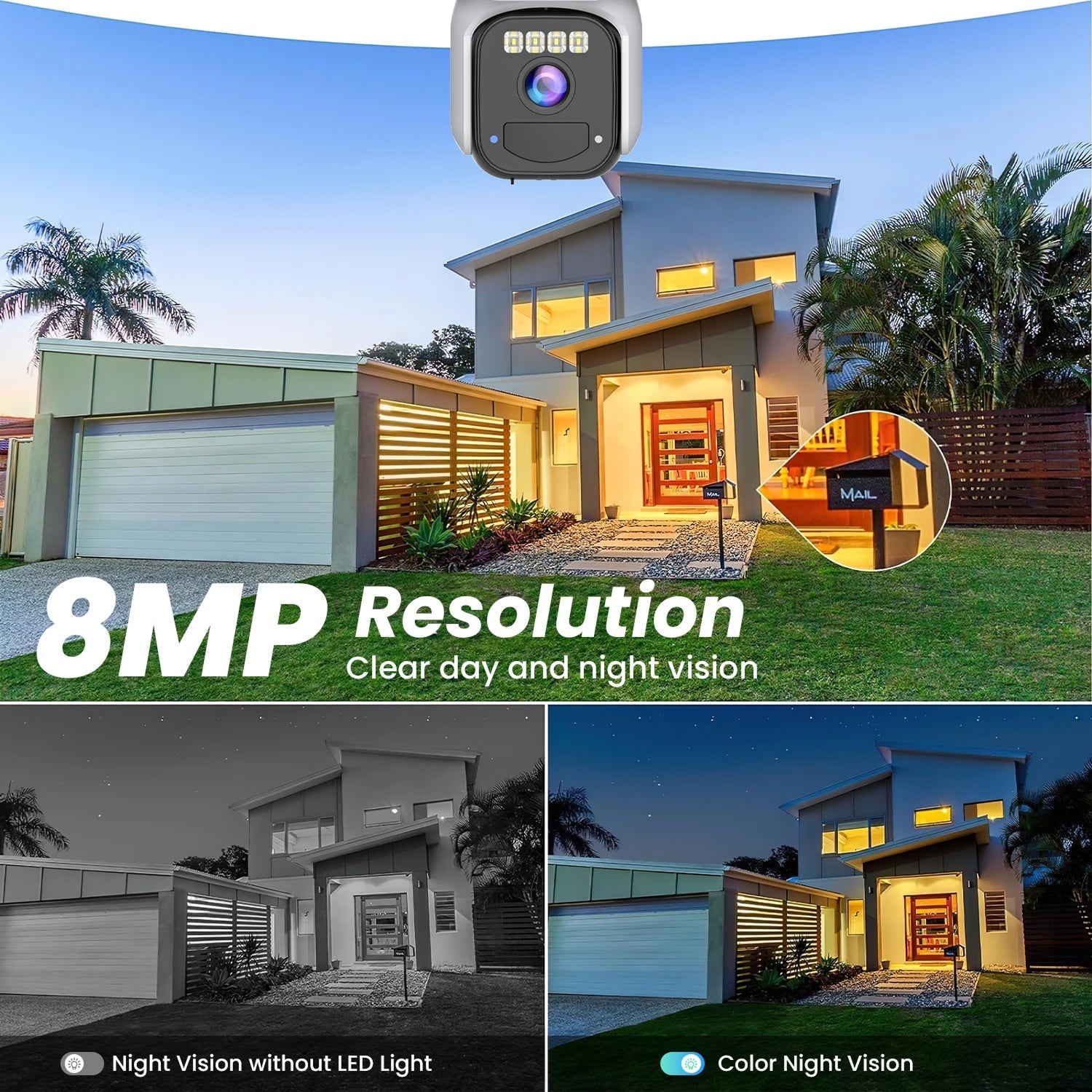 ElixForn 8MP Solar Security Camera 4K Ultra-HD 360° Pan/Tilt AI Human Detection