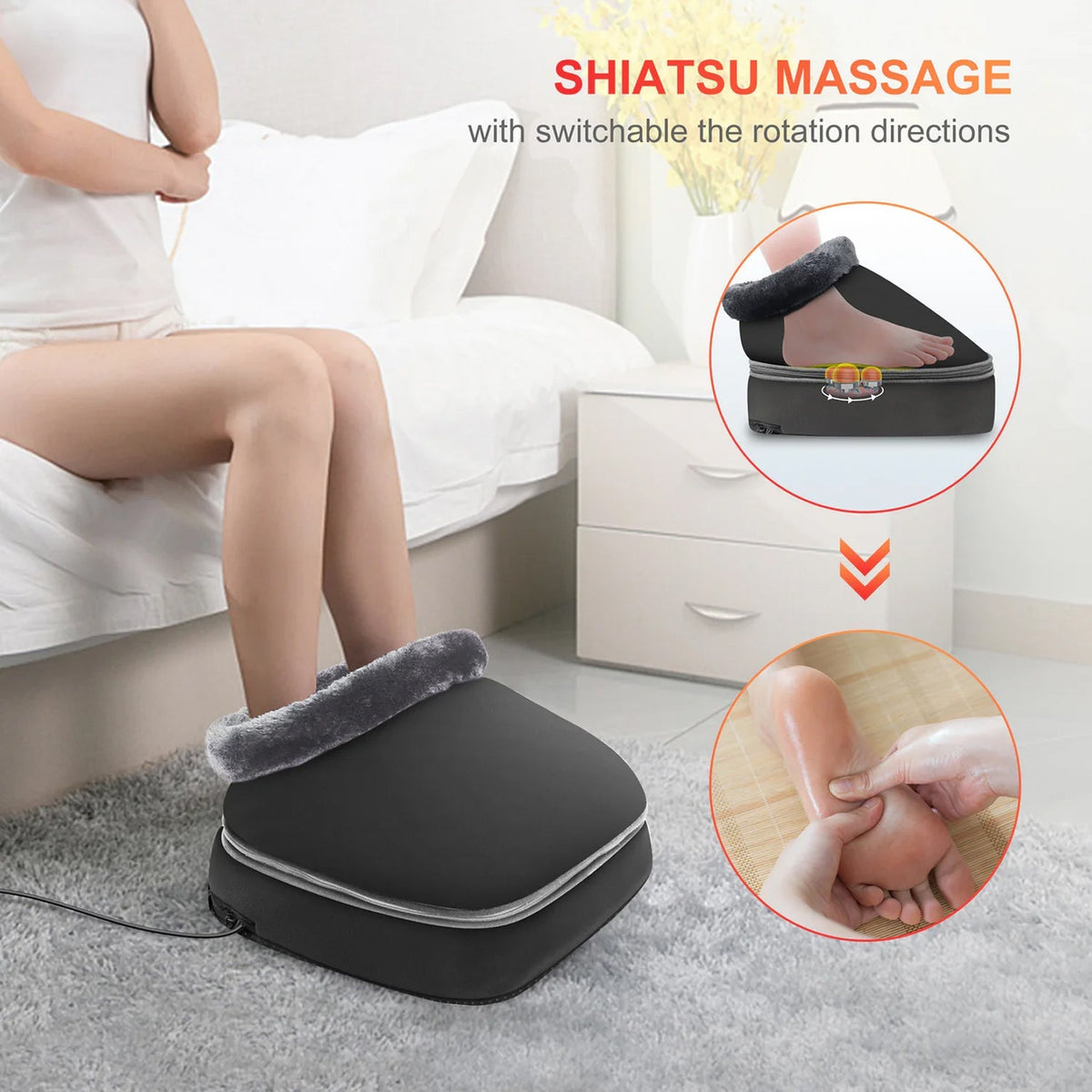 StepiLux Shiatsu Foot Massager with Heat and 2-in-1 Design