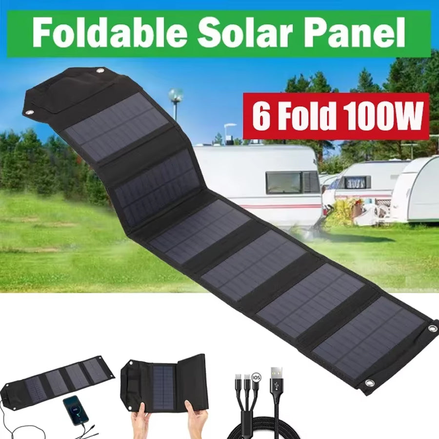 SundiFold High-Efficiency Portable Solar Panel with Dual USB & Type-C Outputs, 30% Faster Charging and Waterproof Foldable Design