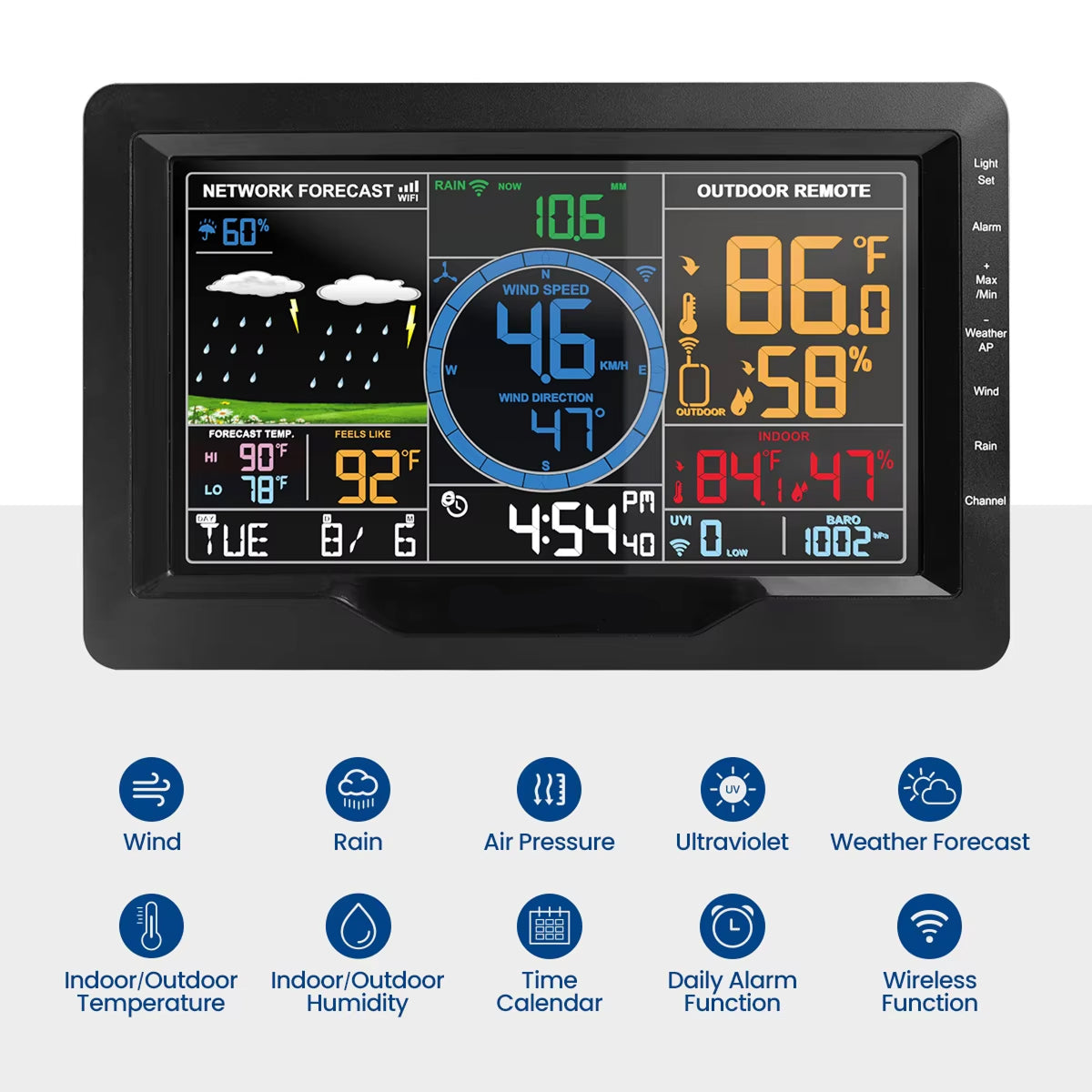 TaciAtmos Weather Station 8-in-1 Wireless Wi-Fi 328ft Outdoor Sensor Monitor