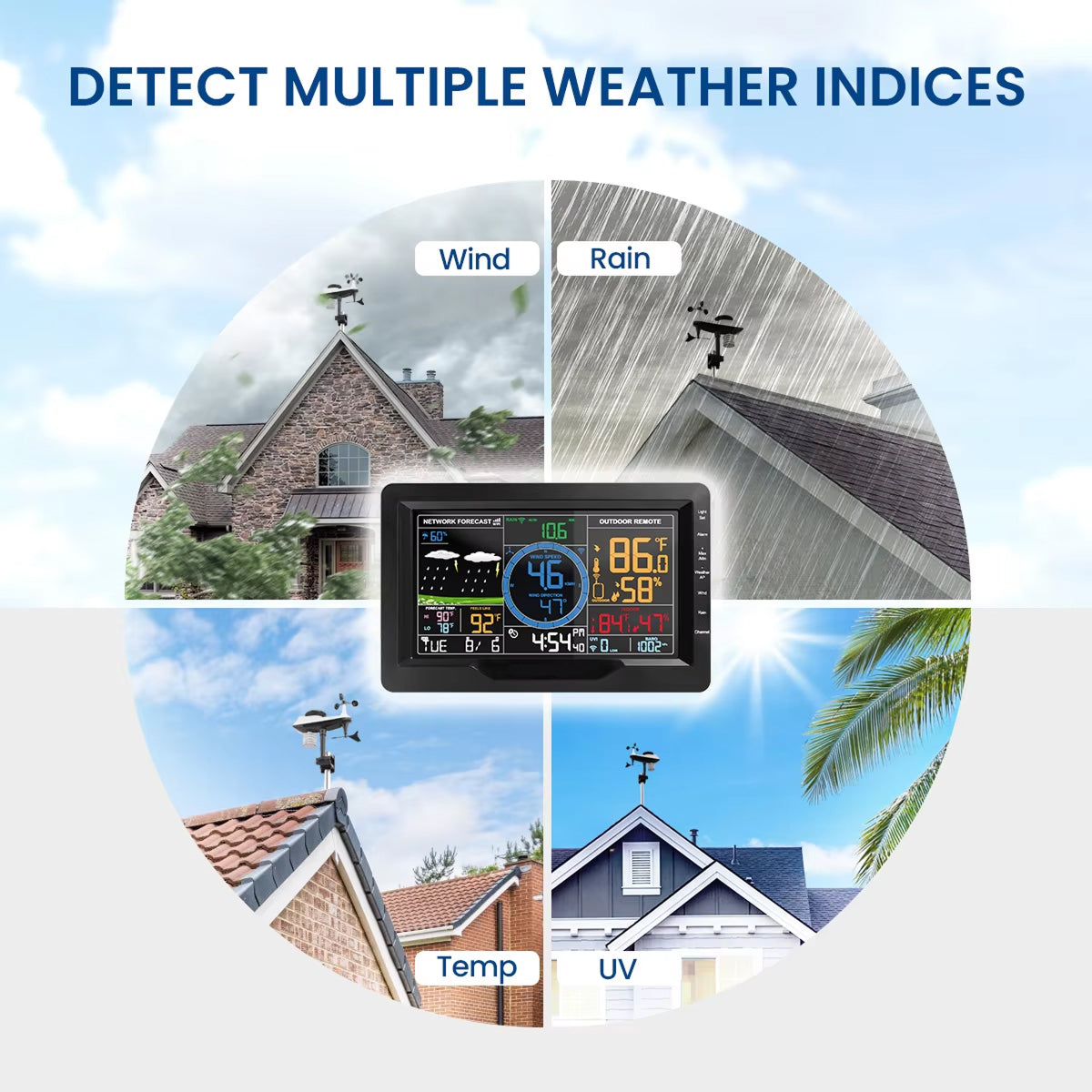 TaciAtmos Weather Station 8-in-1 Wireless Wi-Fi 328ft Outdoor Sensor Monitor