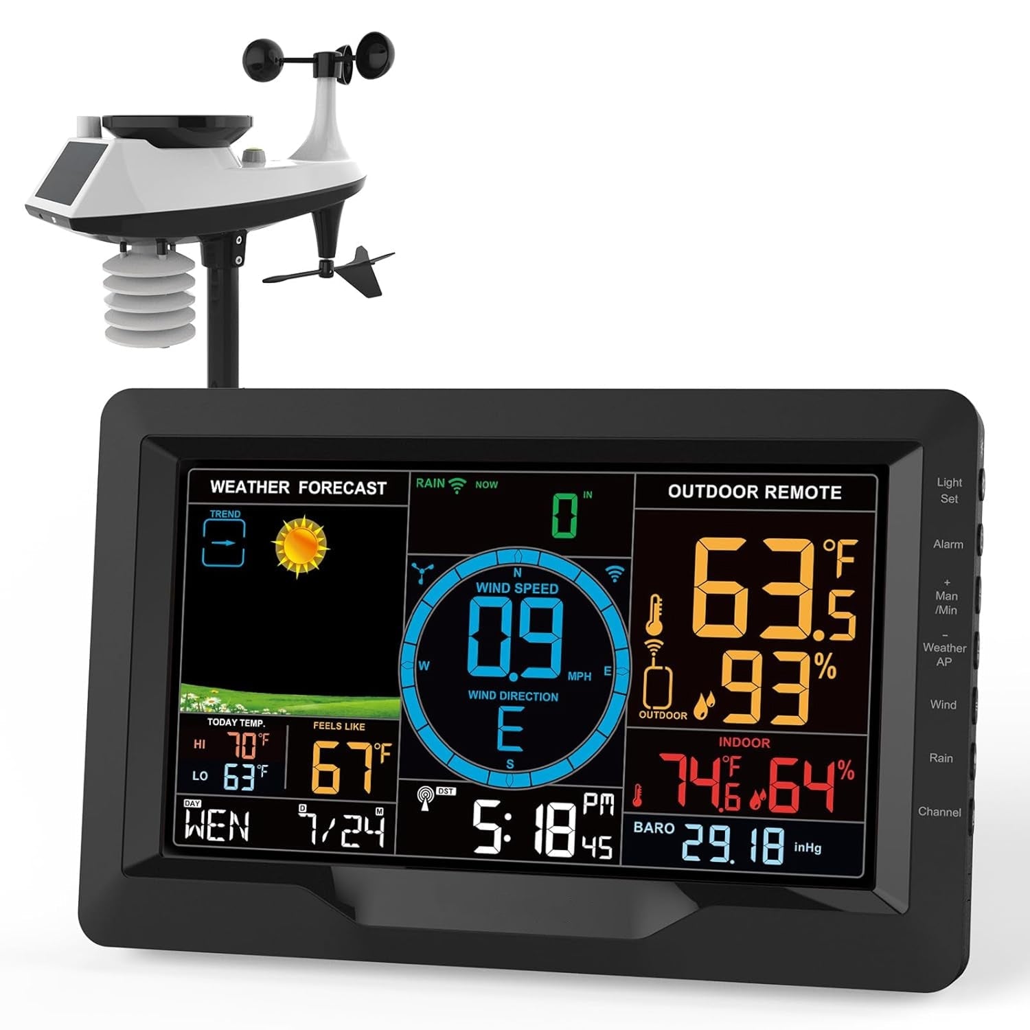 TaciAtmos Weather Station 8-in-1 Wireless Wi-Fi 328ft Outdoor Sensor Monitor