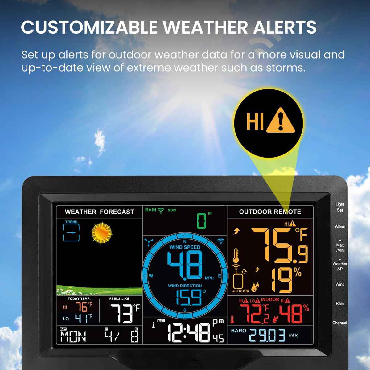 TaciAtmos Weather Station 8-in-1 Wireless Wi-Fi 328ft Outdoor Sensor Monitor