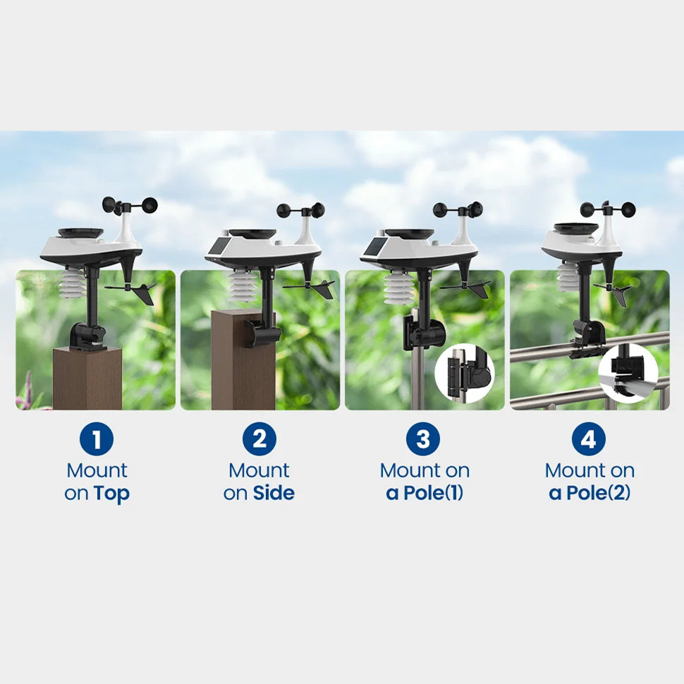 TaciAtmos Weather Station 8-in-1 Wireless Wi-Fi 328ft Outdoor Sensor Monitor