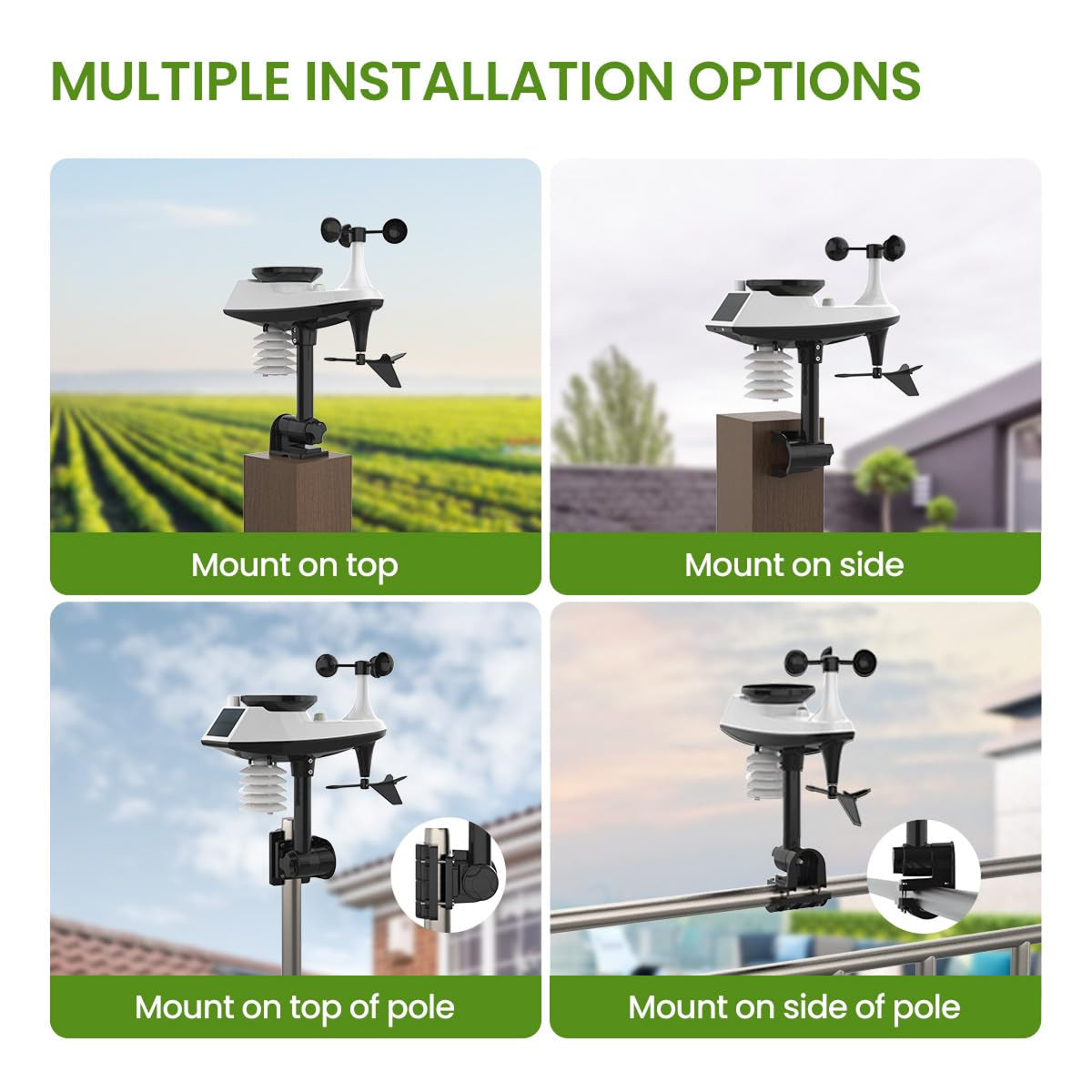 TaciAtmos Weather Station 8-in-1 Wireless Wi-Fi 328ft Outdoor Sensor Monitor
