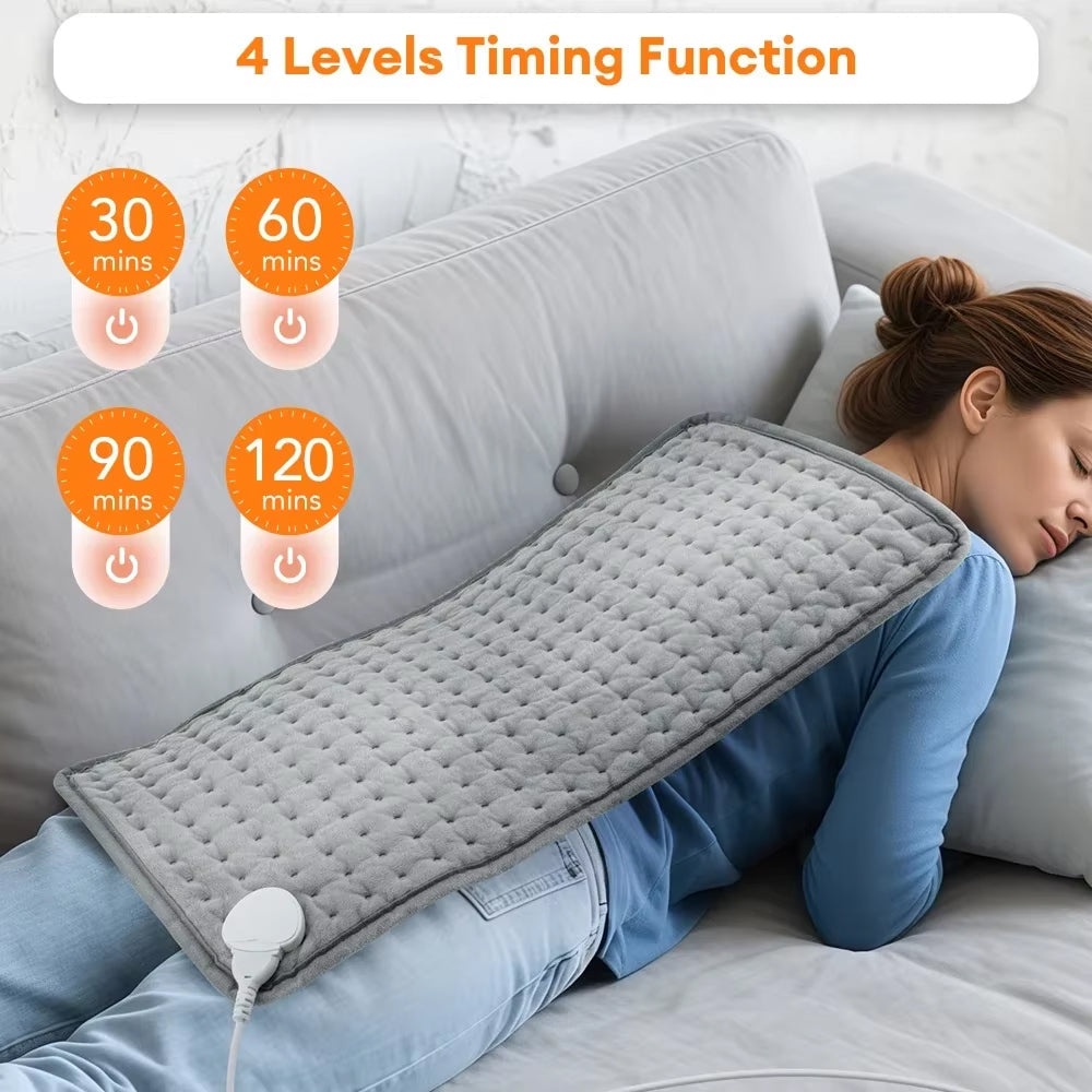 ThermeCim Electric Heating Pad 60x30cm with 9 Temperature Levels, Ultra-Soft Crystal Velvet and 4-Timer Safety Control