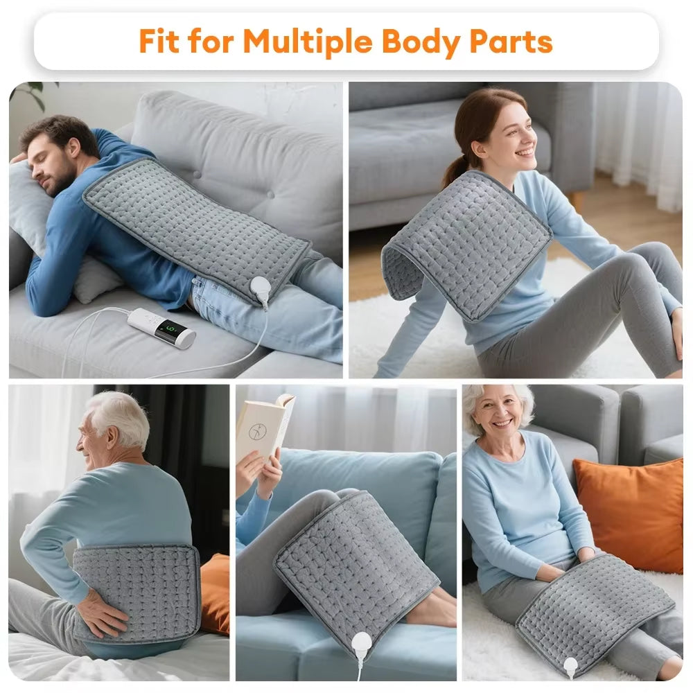 ThermeCim Electric Heating Pad 60x30cm with 9 Temperature Levels, Ultra-Soft Crystal Velvet and 4-Timer Safety Control