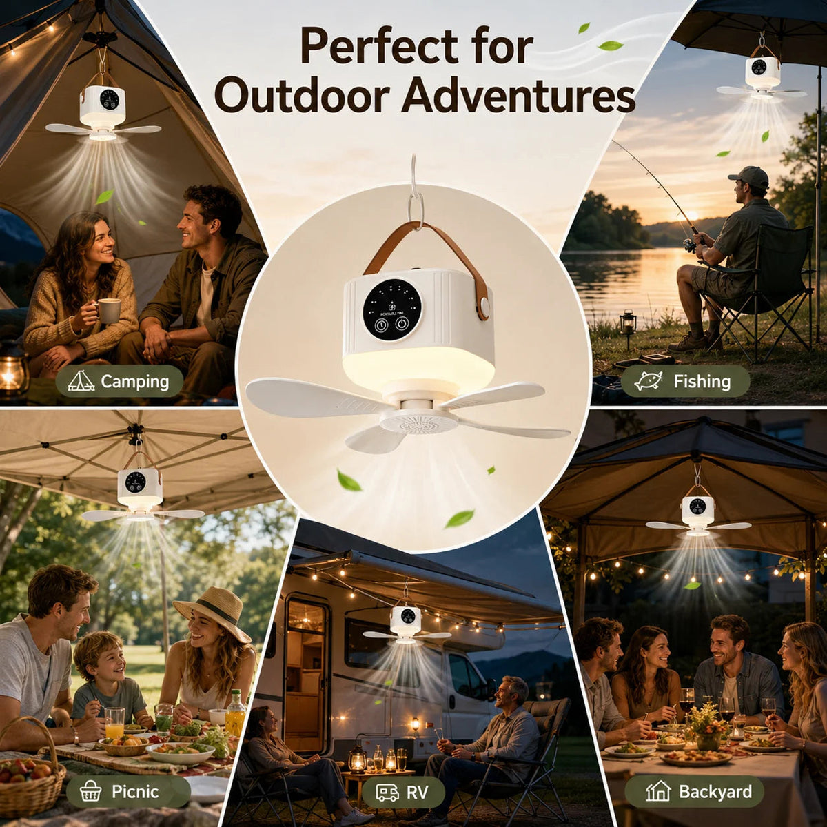 TimenMint Outdoor Ceiling Fan with Warm LED & Remote