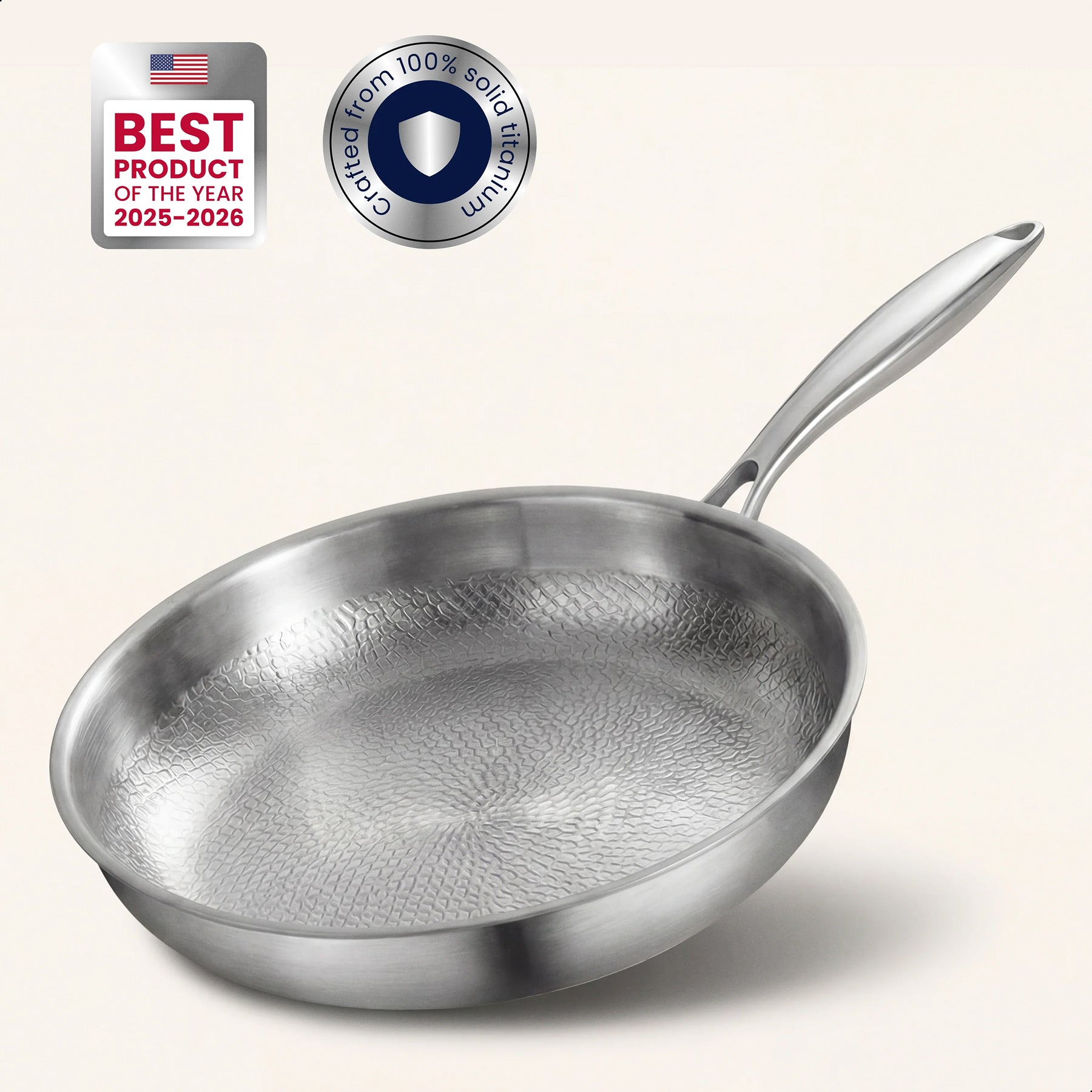 TitaKixi Titanium Frying Pan - 100% Solid Medical-Grade Titanium Skillet, PFAS & Teflon Free Non-Stick