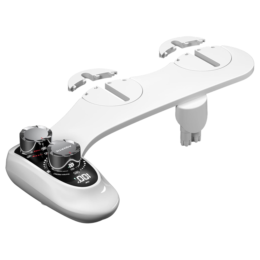 TivDetix Bidet Attachment for Toilet Dual Nozzle with Digital Temperature Display & 7.9ft Hot Water Hose