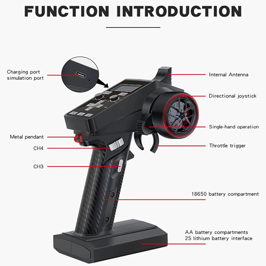 TixiSignal 6-Channel RC Transmitter 2.4G FHSS 800m Air Range with LCD Display