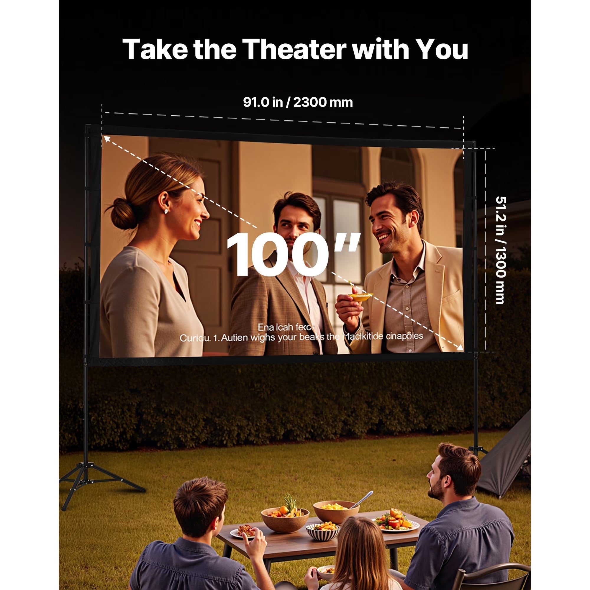 100-inch Portable Projector Screen with Tripod Stand for 4K HD