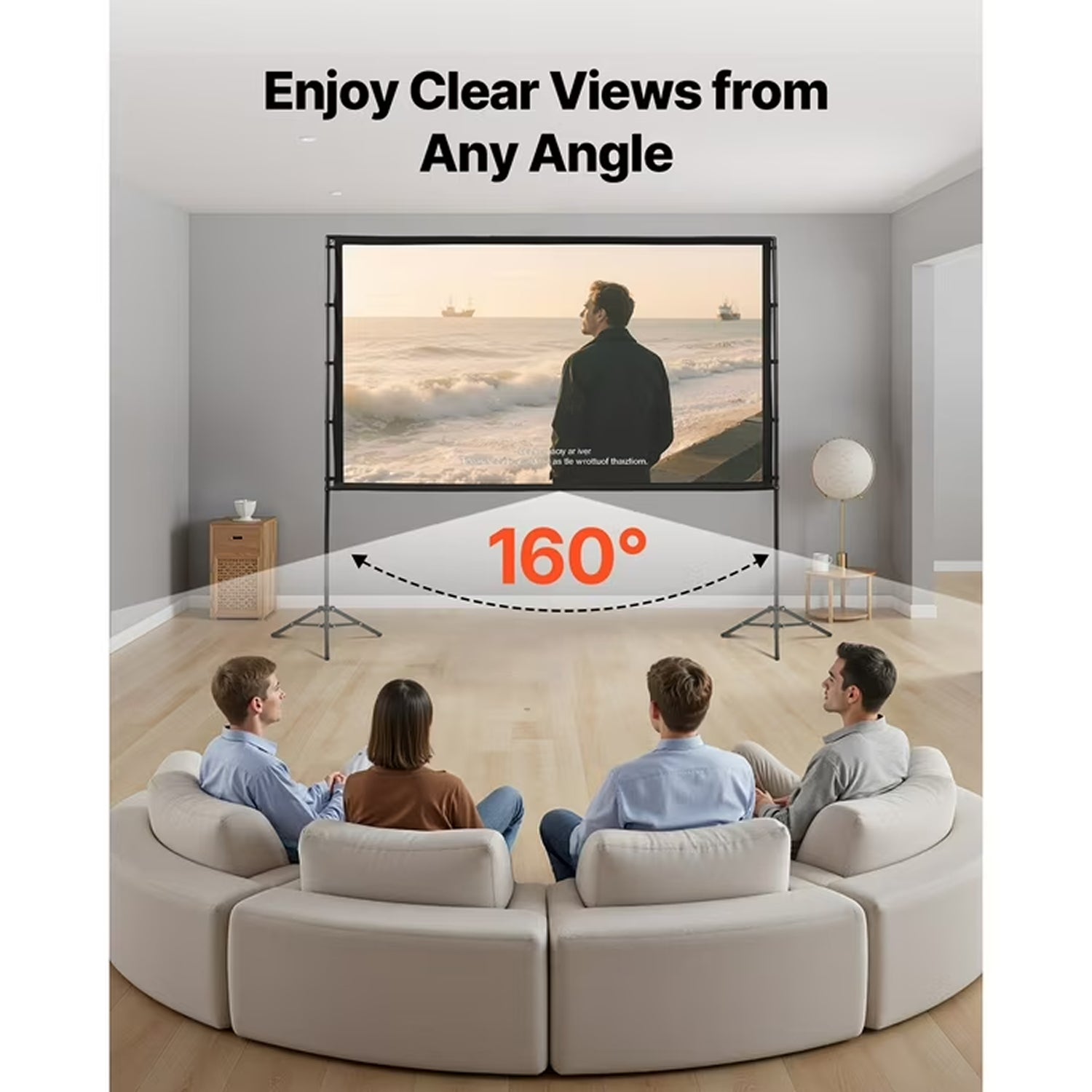 100-inch Portable Projector Screen with Tripod Stand for 4K HD