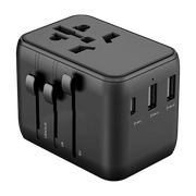 TourLiko Universal Travel Adapter - All-in-One Worldwide Plug for 200+ Countries, 4-Port Charger