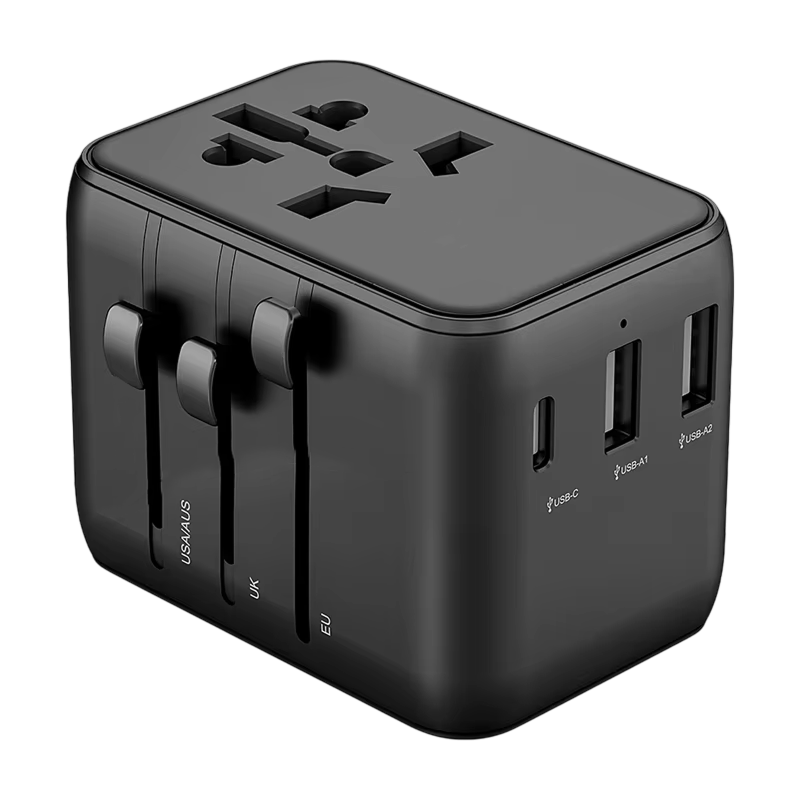 TourLiko Universal Travel Adapter - All-in-One Worldwide Plug for 200+ Countries, 4-Port Charger
