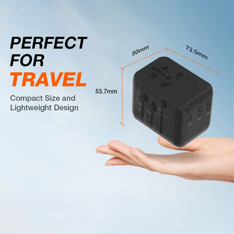 TourLiko Universal Travel Adapter - All-in-One Worldwide Plug for 200+ Countries, 4-Port Charger