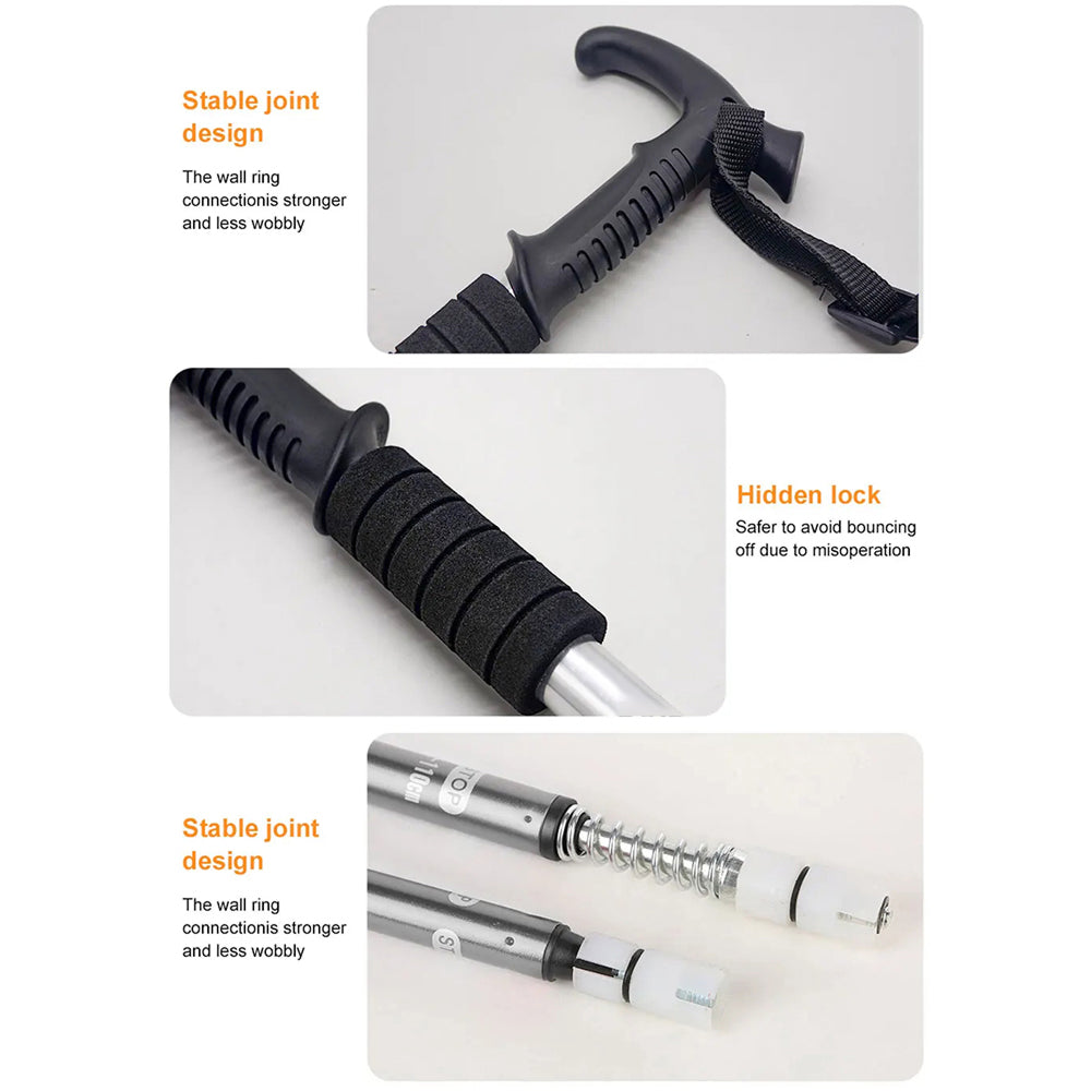 TrekPixin Adjustable T-Handle Aluminum Alloy Trekking Poles for Hiking