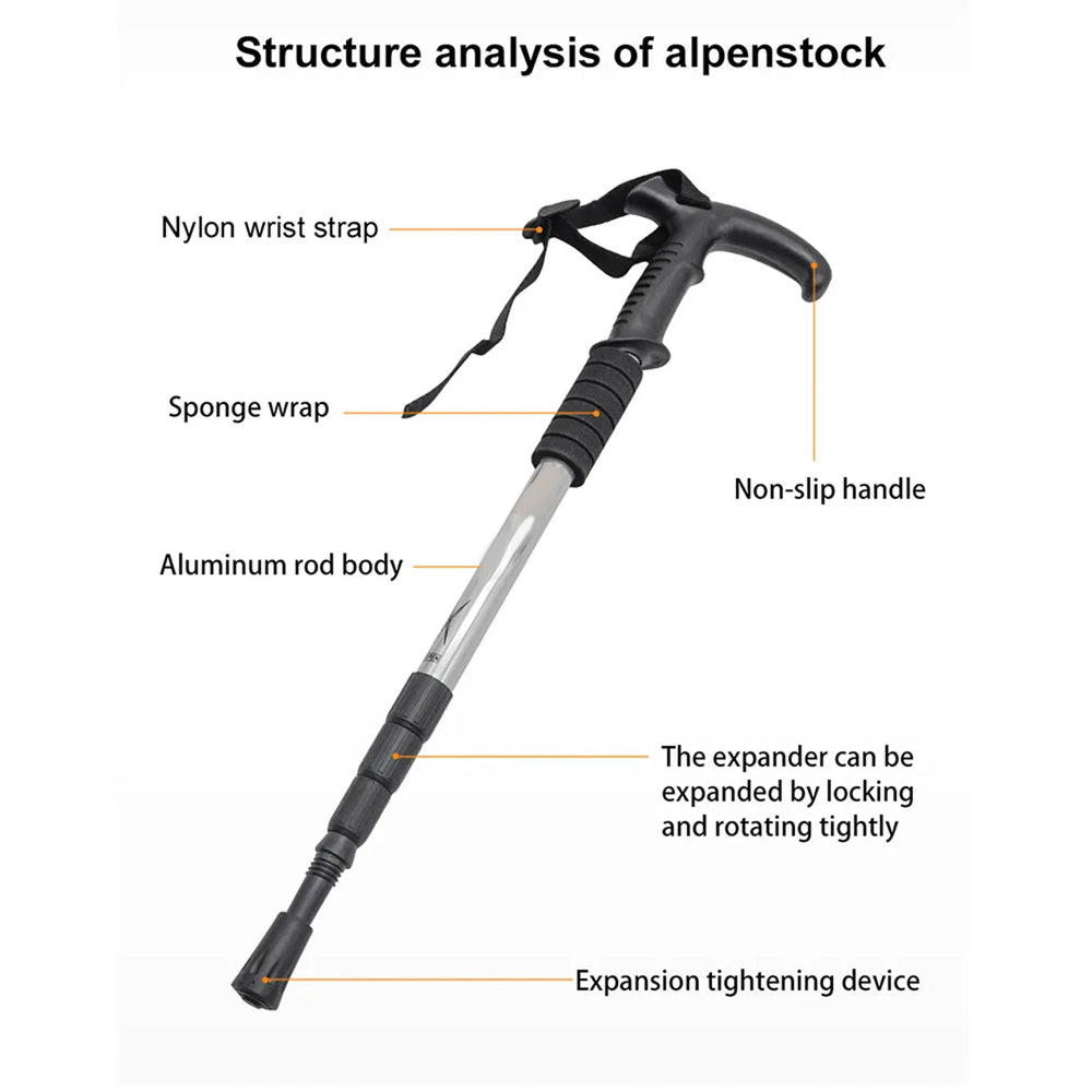 TrekPixin Adjustable T-Handle Aluminum Alloy Trekking Poles for Hiking