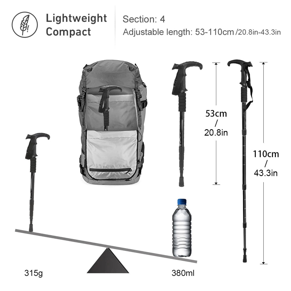 TrekPixin Adjustable T-Handle Aluminum Alloy Trekking Poles for Hiking